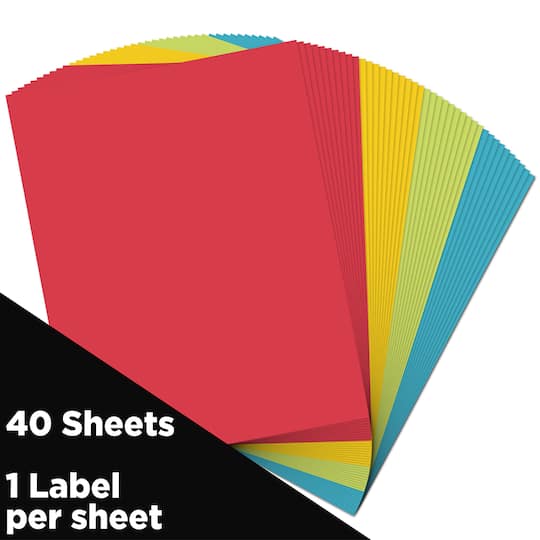 JAM Paper Assorted Bright Color Full Sheet Shipping Labels, 8.5